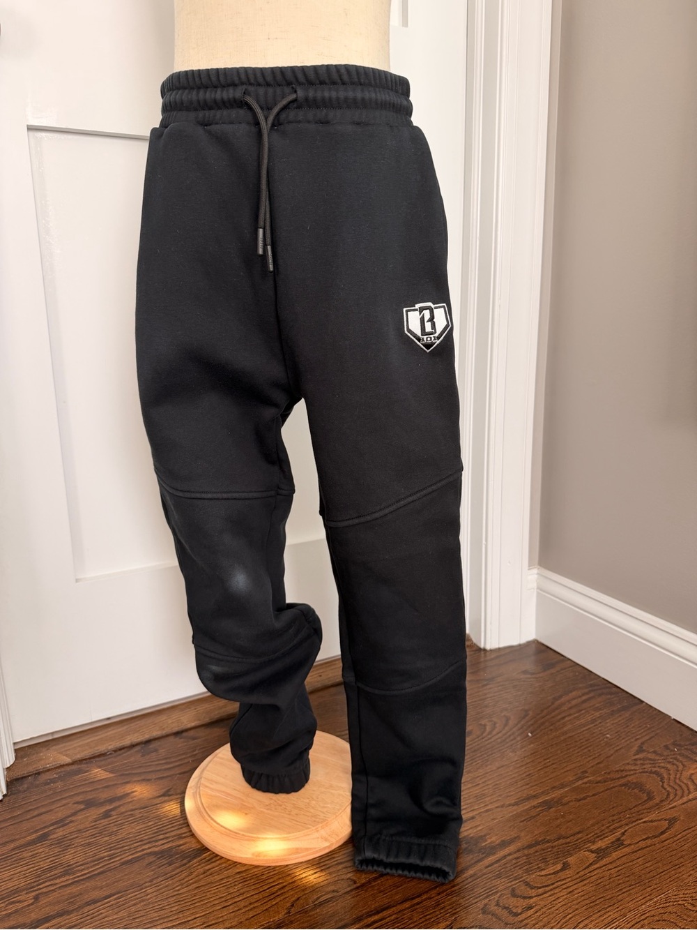 Kids Black Jogger Sweatpants with Shield Patch